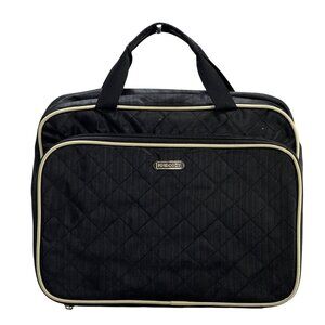 Findcozy Black Quilted Nylon Toiletry Bag Multiple Zipper Compartments  Handles